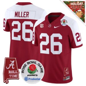 Jam Miller #26 Ncaa BAMA Rose Bowl Patch Vapor Limited Jersey - Alabama Map - All Stitched