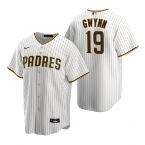 Men's San Diego Padres #19 Tony Gwynn  White Brown Home Jersey