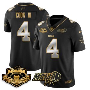 James Cook III #4 Buffalo Bills BUF 2025 Bills Mafia Patch Gold Vapor Limited Jersey - All Stitched