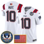 Drake Maye #10 New England Patriots United States 250th Anniversary Patch Vapor Limited Jersey - All Stitched