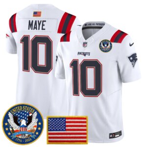 Drake Maye #10 New England Patriots United States 250th Anniversary Patch Vapor Limited Jersey - All Stitched