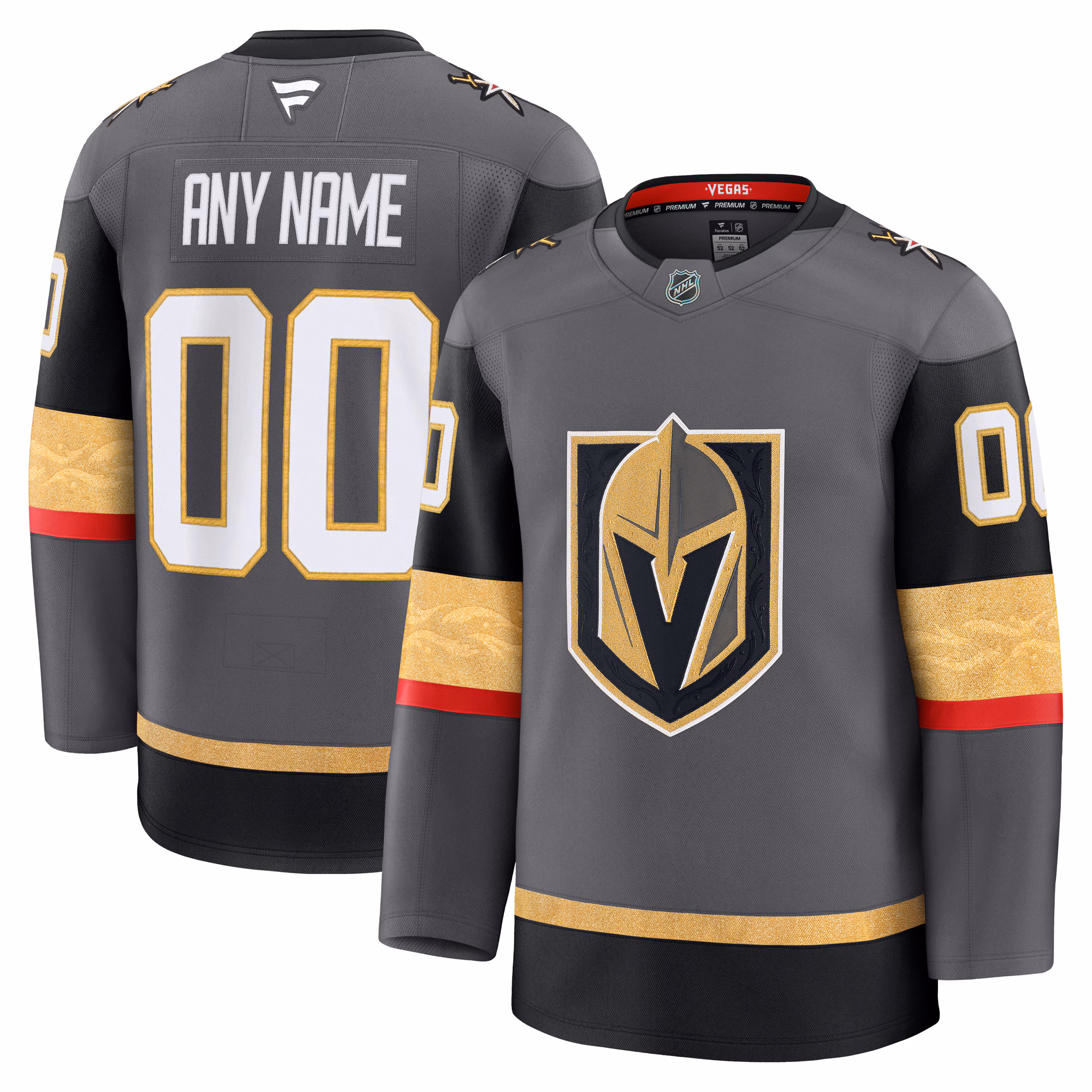 Vegas Golden Knights Fanatics Gray Alternate Premium Custom #00 Jersey
