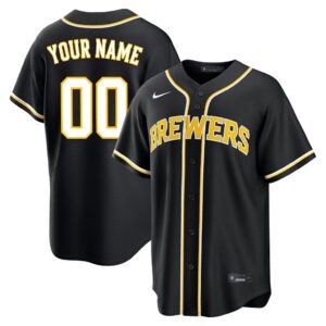 Custom #00 Milwaukee Brewers  Fashion Replica Black Out Jersey
