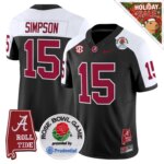 Ty Simpson #15 Ncaa BAMA Rose Bowl Patch Vapor Limited Jersey - Alabama Map - All Stitched