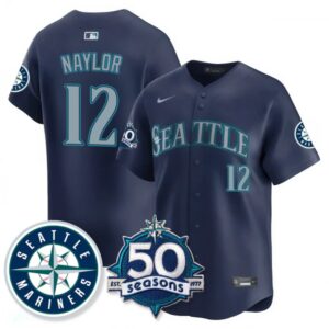 Josh Naylor #12 Seattle Mariners 50th Anniversary & AL West Vapor Premier Limited Jersey - Navy