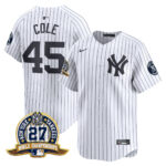 Gerrit Cole #45 New York Yankees 27 Time Champions Patch Vapor Premier Limited Jersey - White