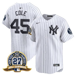 Gerrit Cole #45 New York Yankees 27 Time Champions Patch Vapor Premier Limited Jersey - White