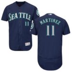 Seattle Mariners #11 Edgar Martinez Navy Blue Flexbase Collection Stitched Jersey