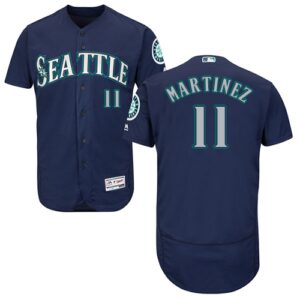Seattle Mariners #11 Edgar Martinez Navy Blue Flexbase Collection Stitched Jersey