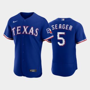 Men's #5 Corey Seager Texas Rangers Royal Flex Base Jersey