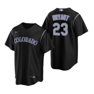 Men's  Colorado Rockies #23 Kris Bryant  Black Replica Alternate Cool Base Jersey