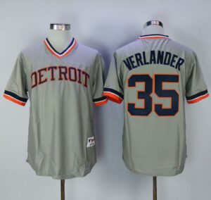 Detroit Tigers #35 Justin Verlander Grey Cooperstown Throwback Stitched Jersey