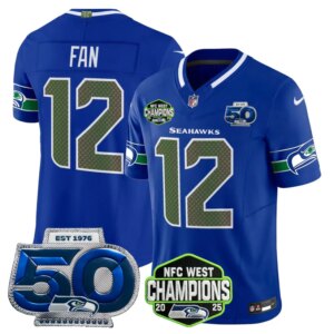 12th Fan #12  Seattle Seahawks SEA 2026 NFC West Champions Limited Jersey - 50th Season Patch - All Stitched