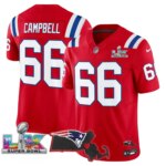 Will Campbell #66 New England Patriots Super Bowl LX Patch Vapor Limited Game Jersey - All Stitched