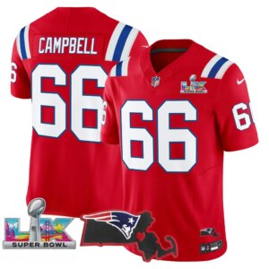 Will Campbell #66 New England Patriots Super Bowl LX Patch Vapor Limited Game Jersey - All Stitched