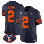 D.J. Moore #2 Chicago Bears CHI Dick Butkus Patch Throwback Vapor Limited Jersey - All Stitched