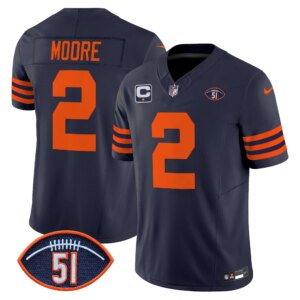 D.J. Moore #2 Chicago Bears CHI Dick Butkus Patch Throwback Vapor Limited Jersey - All Stitched