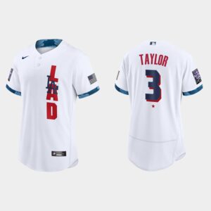 Men's Los Angeles Dodgers #3 Chris Taylor White 2021 All-Star Game Jersey