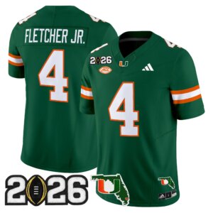 Mark Fletcher Jr. #4 Miami Hurricanes MIA 2026 CFP Final & Florida Patch Vapor Limited Jersey - All Stitched