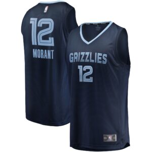 Ja Morant Memphis Grizzlies  2019/20 Fast Break Replica Jersey Navy - Icon Edition