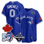 Andrés Giménez #0 Toronto Blue Jays 50th Red Maple Leaf Patch World Series Limited Jersey Stitched - Royal