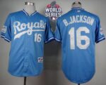 Kansas City Royals #16 Bo Jackson Light Blue 1985 Turn Back The Clock W/2015 World Series Patch Stitched Jersey