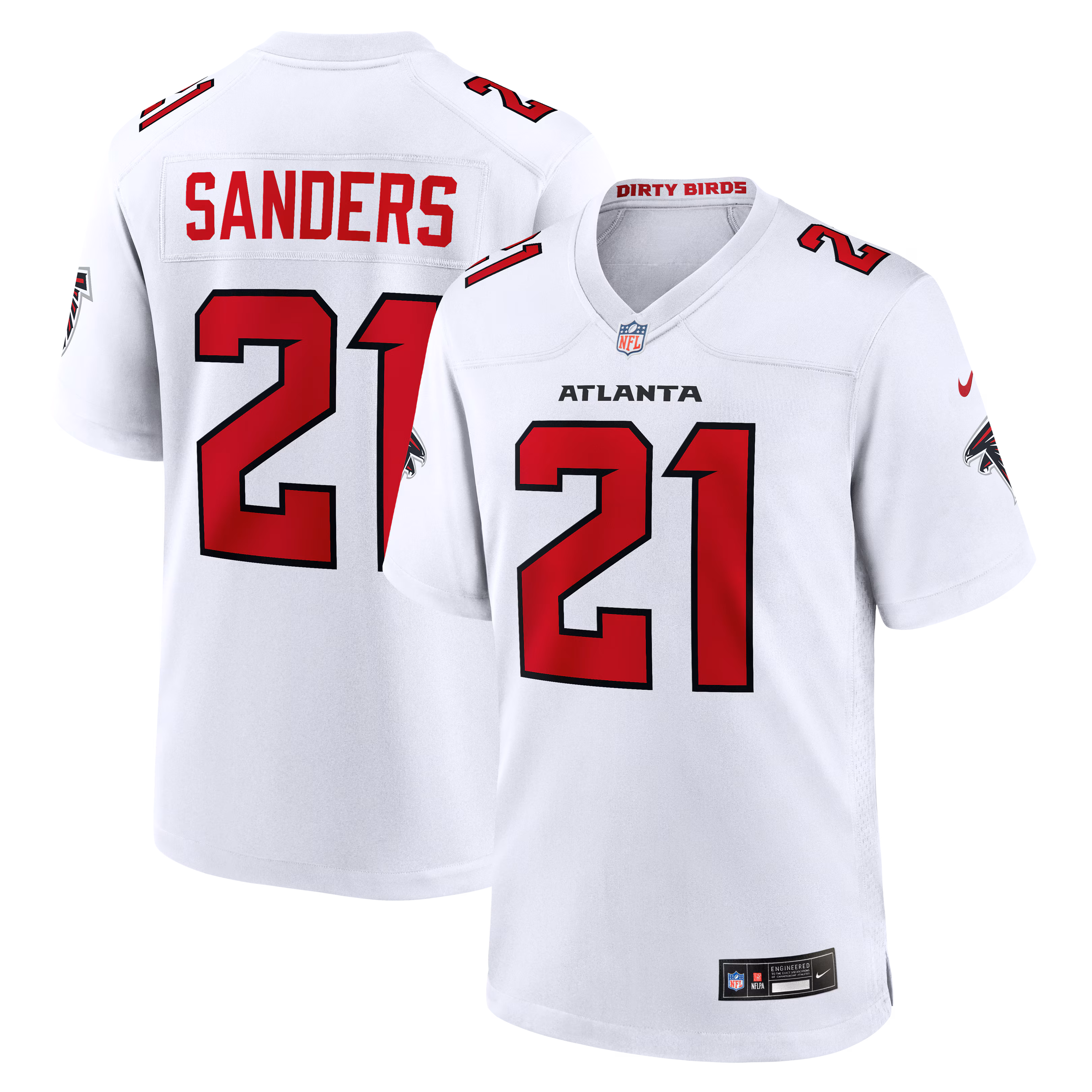 Atlanta Falcons Deion Sanders #21 White Retired Player Game Jersey