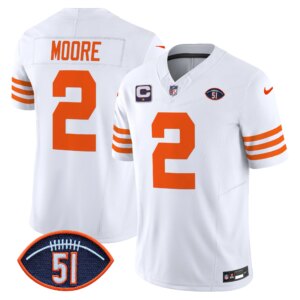 D.J. Moore #2 Chicago Bears CHI Dick Butkus Patch Throwback Vapor Limited Jersey - All Stitched