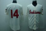 Mitchell And Ness Cleveland Indians #14 Larry Doby Stitched Cream Throwback Jersey