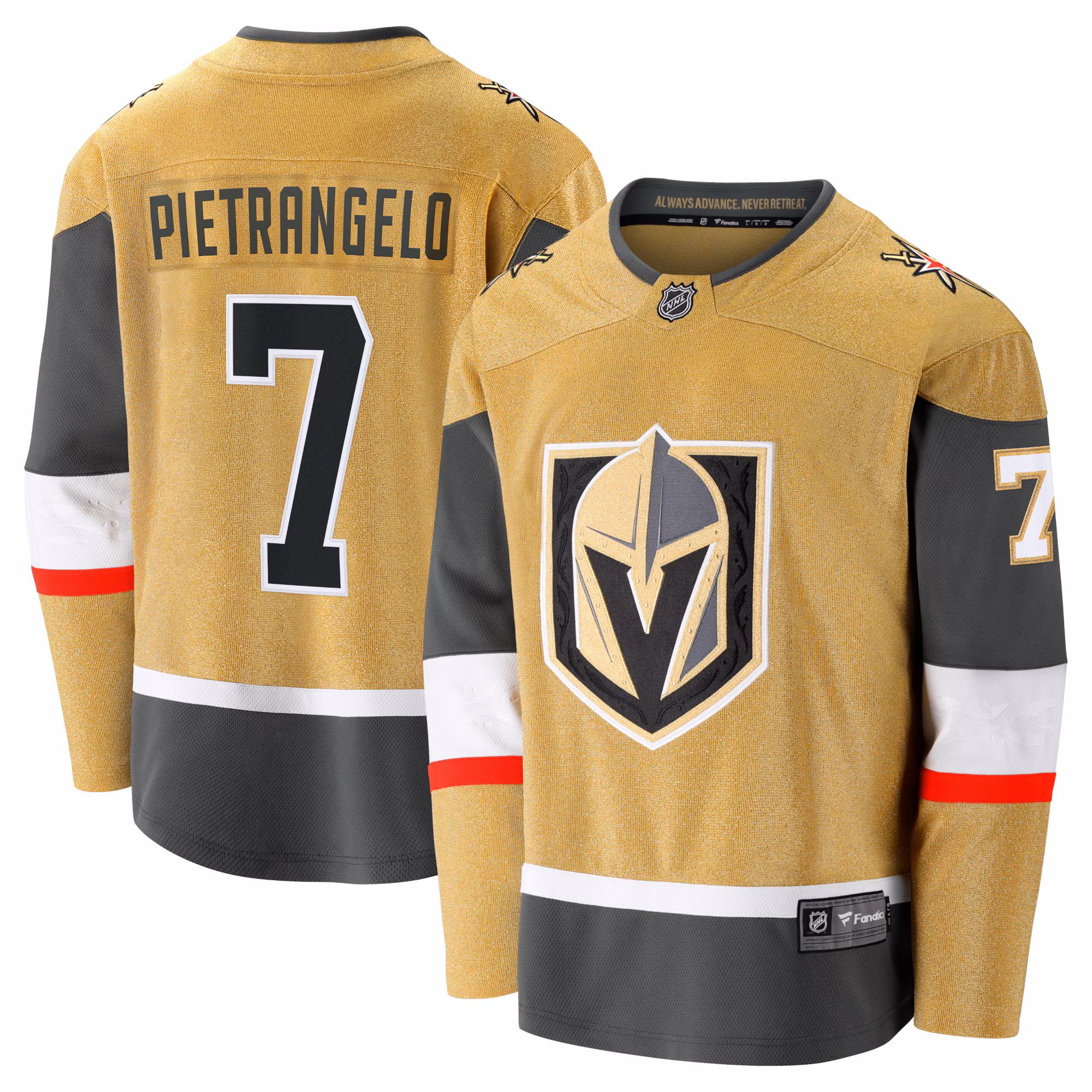 Vegas Golden Knights Alex Pietrangelo #7 Fanatics Gold Home Breakaway Jersey