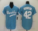 Men's Los Angeles Dodgers #42 Jackie Robinson Light Blue Stitched Cool Base Cooperstown Collection  Jersey