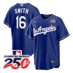Will Smith #16 Los Angeles Dodgers 250th Patch Royal Royal Alternate Stadium Jersey - Blue