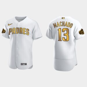 Men's San Diego Padres #13 Manny Machado 2022 All-Star Game Flex Base Jersey - White Gold