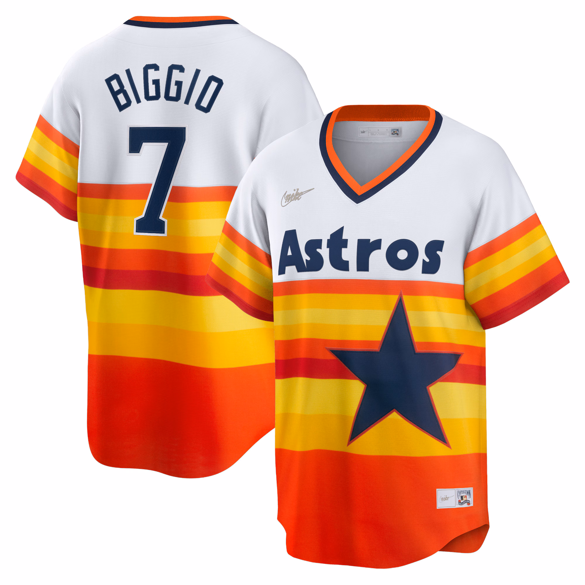Houston Astros Craig Biggio #7 White Home Cooperstown Collection Player Jersey