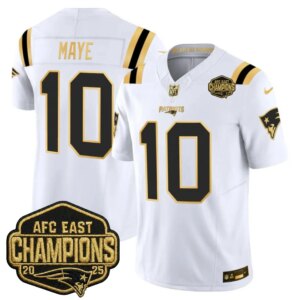 Drake Maye #10 New England Patriots 2026 AFC East Champions Gold Vapor Limited Jersey - All Stitched