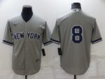 Men's  New York Yankees #8 Yogi Berra Grey Cool Base Collection Stitched Jersey