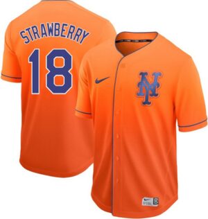 New York Mets #18 Darryl Strawberry Orange Fade Stitched Jersey