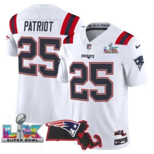 Patriot #25 New England Patriots Super Bowl LX Patch Vapor Limited Game Jersey - All Stitched
