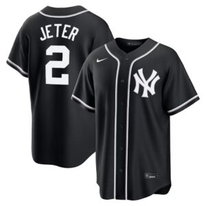 Derek Jeter #2 New York Mets Fashion Replica Black Out Jersey - Black