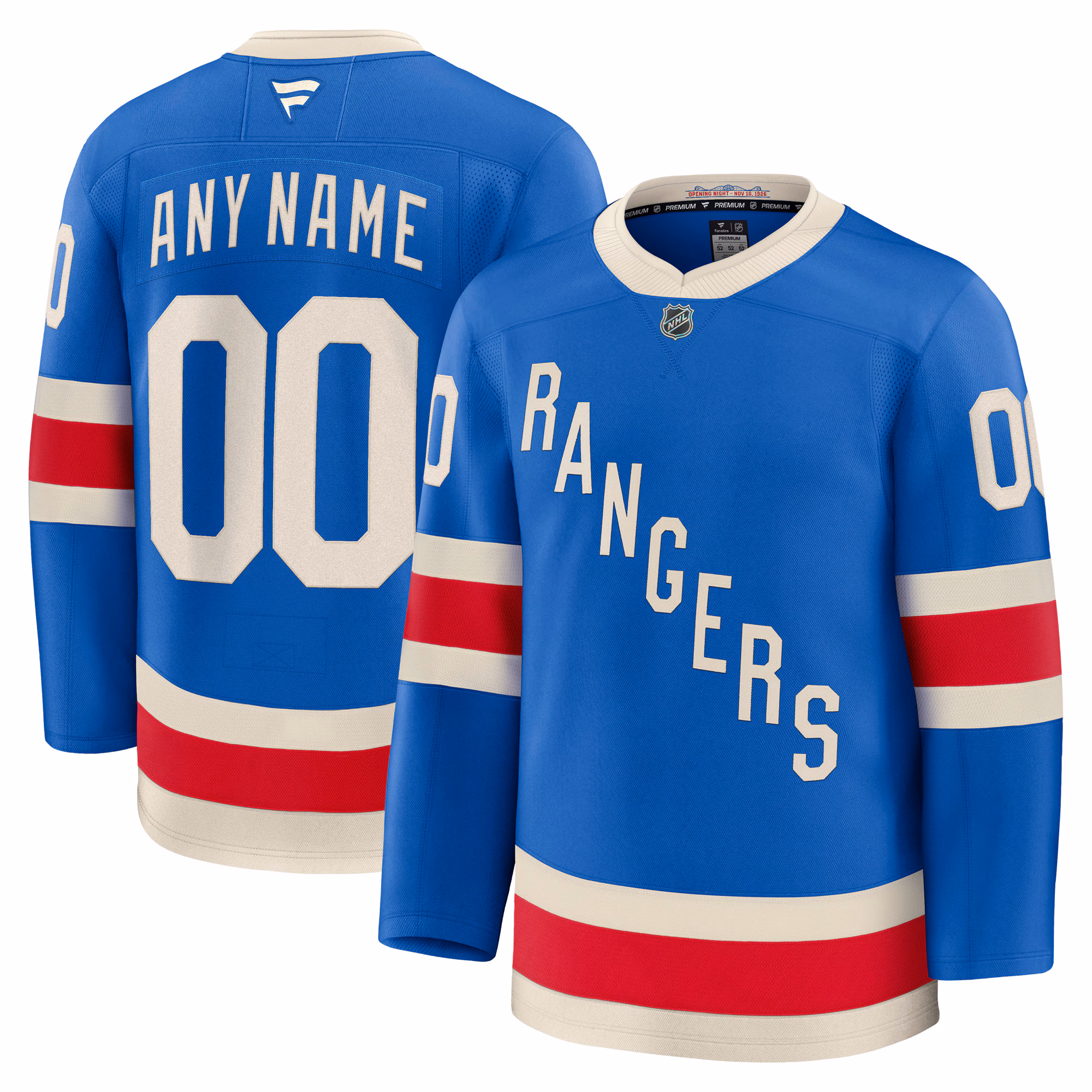 New York Rangers  Fanatics Blue Centennial Premium Custom #00 Jersey