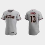 Men's Arizona Diamondbacks #13 Nick Ahmed 2020 Road Gray Flex Base Jersey