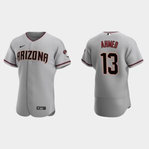 Men's Arizona Diamondbacks #13 Nick Ahmed 2020 Road Gray Flex Base Jersey