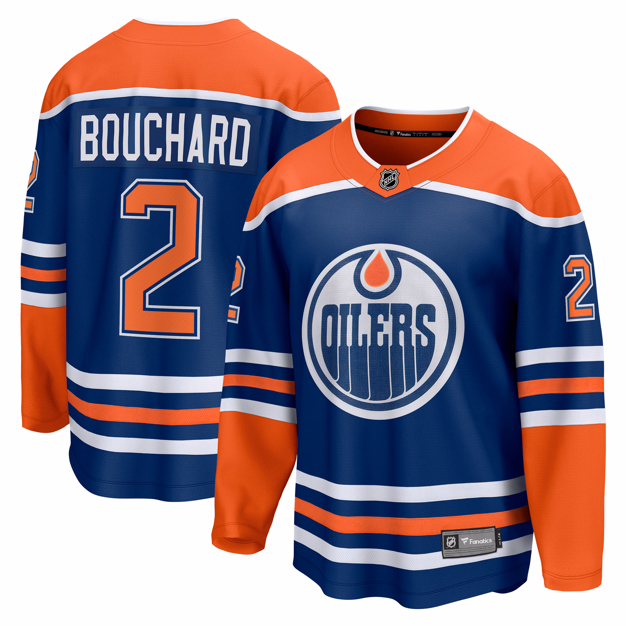 Edmonton Oilers Evan Bouchard #2 Fanatics Royal Home Breakaway Player Jersey
