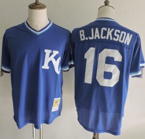 Mitchell And Ness Kansas City Royals #16 Bo Jackson Blue Throwback Stitched Jersey
