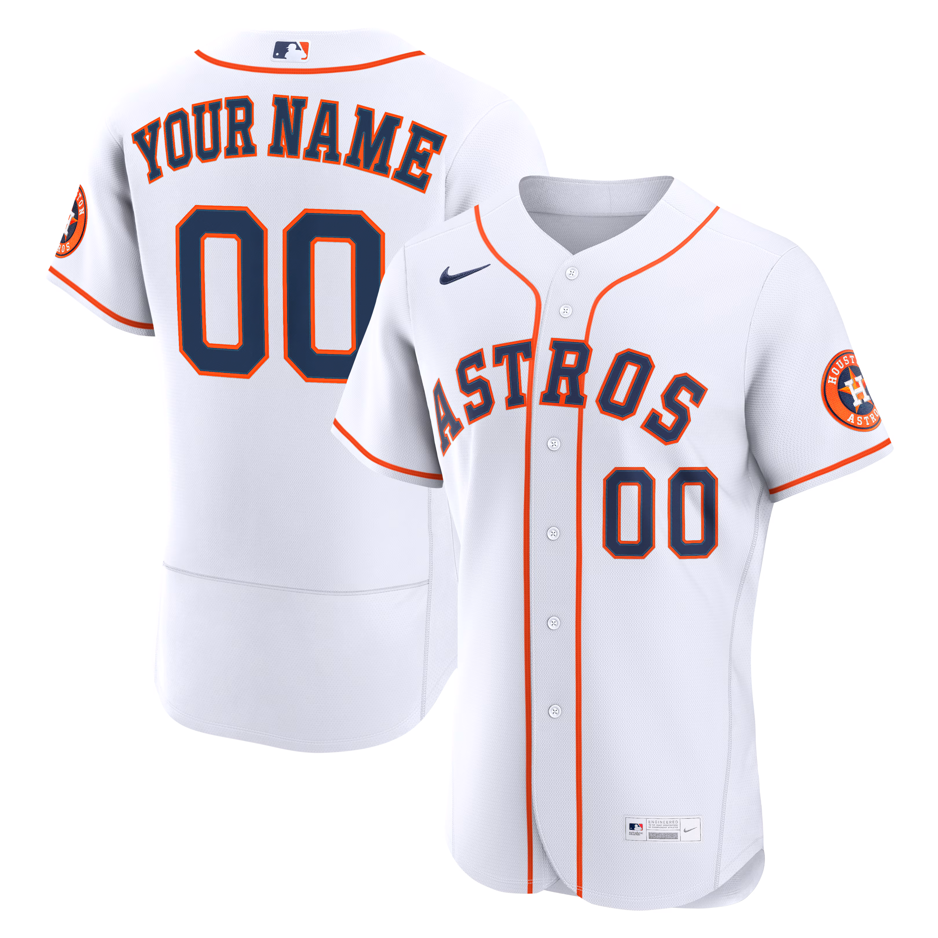 Houston Astros White Home Authentic Custom #00 Jersey