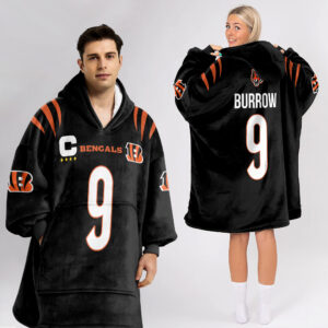 Adult Captain J.B 9 Cincinnati Football Unisex Blanket Hoodie