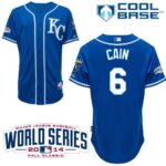Kansas City Royals #6 Lorenzo Cain Light Blue Alternate 2 Cool Base W/2014 World Series Patch Stitched Jersey