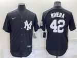 Men's  New York Yankees #42 Mariano Rivera Black Stitched Cool Base Jersey