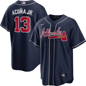 Atlanta Braves Ronald Acuña Jr. #13 Navy Big & Tall Alternate Replica Player Jersey