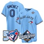 Andrés Giménez #0 Toronto Blue Jays 50th World Series Limited Jersey Stitched Light Blue